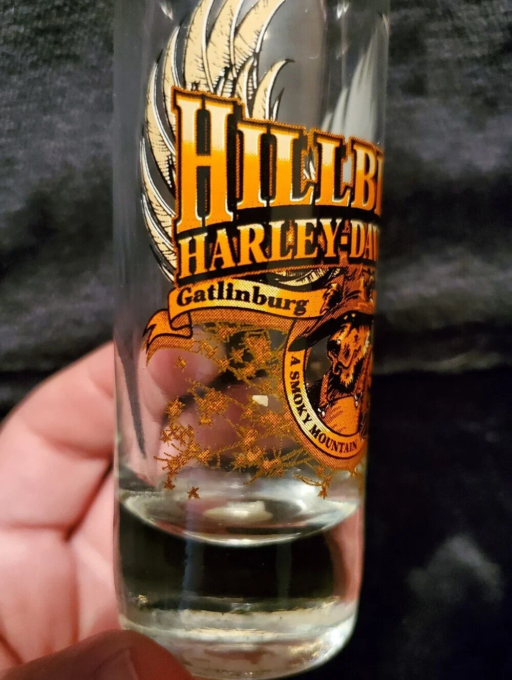 Hillbilly Harley-Davidson Gatlinburg TN Tall Shot Glass Smoky Mountain Outpost